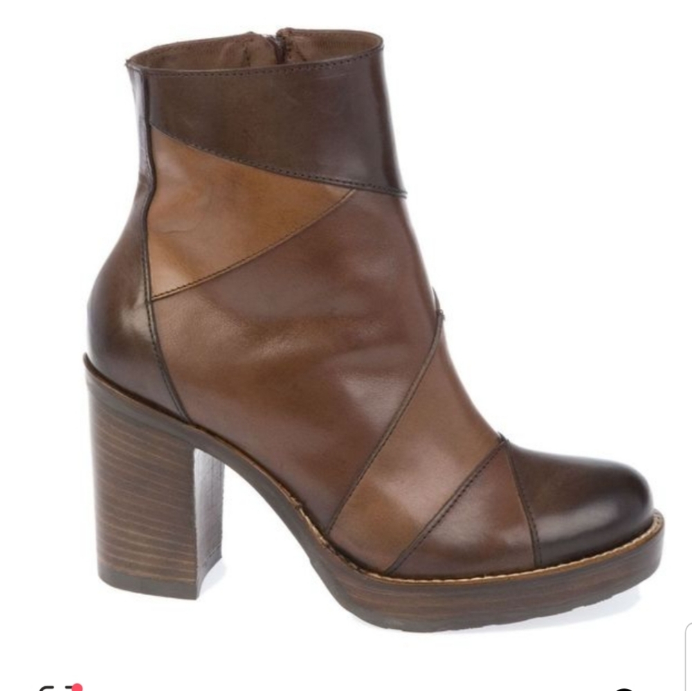 Donna Piu' Patchwork Leather Ankle Boot Heel